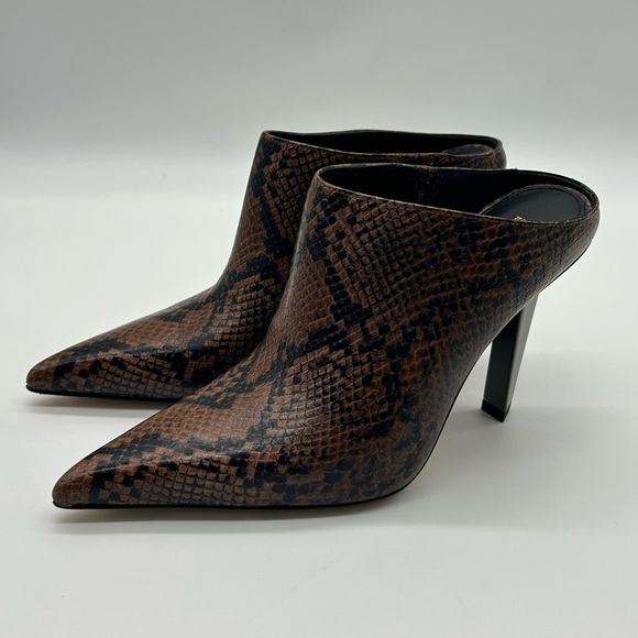 Michael Kors Halle Mule Pumps | Serpent Leather Snake Print Heels | Size 7M NIB - Picture 5 of 13